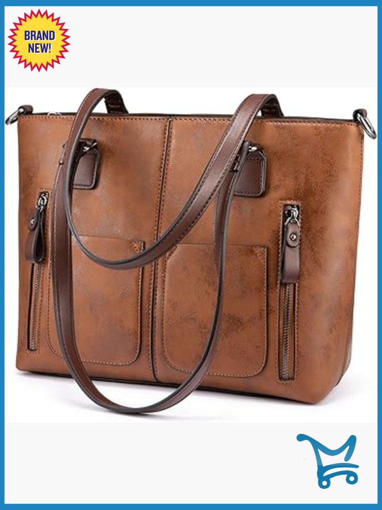 Large Vintage Tote Bag With Multi-Pockets, Adjustable Crossbody Strap
